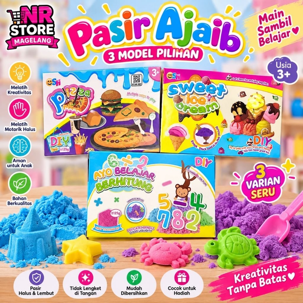 MAINAN ANAK PASIR AJAIB SET DENGAN PERLENGKAPAN