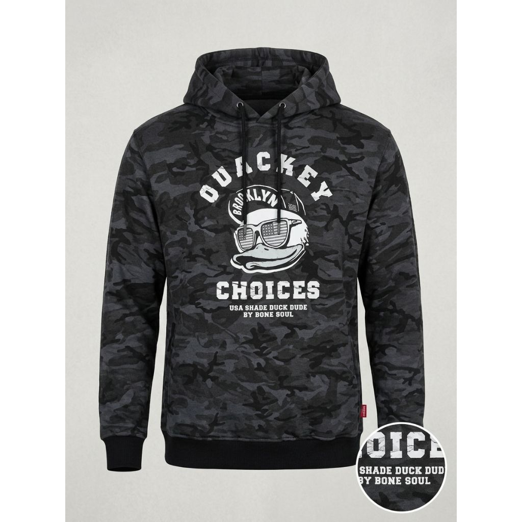 Hoodie Pria Camo Hitam Quockey Choices USA Shade Duck Dude by Bone Soul Lengan Panjang