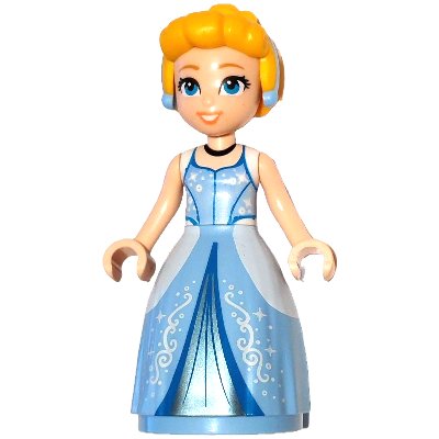 Lego Minifigure dp212 Cinderella - Bright Light Blue and Metallic Light Blue Ball Gown, Bright Light
