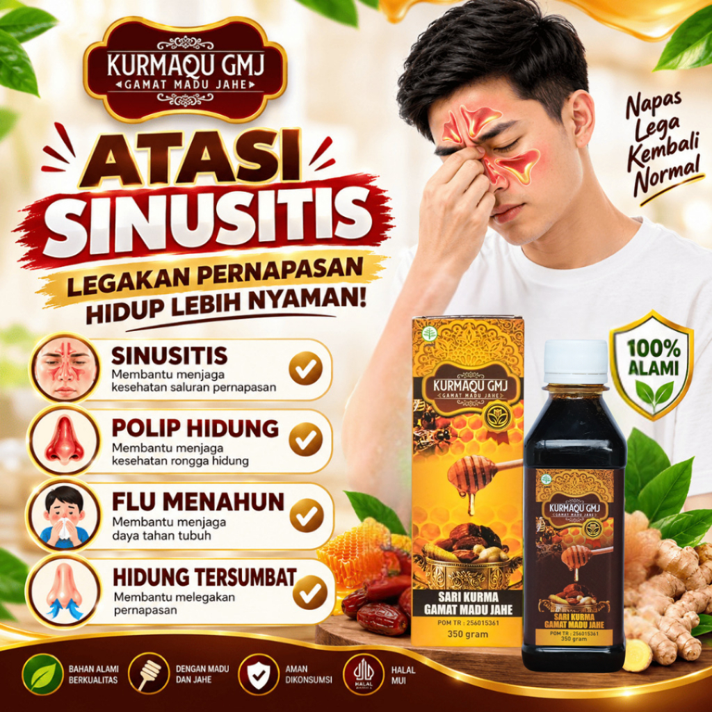 Madu Kurmaqu GMJ Original Obat Sinusitis Polip Hidung Anosmia Pilek Menahun Rhinitis Alergi Radang B