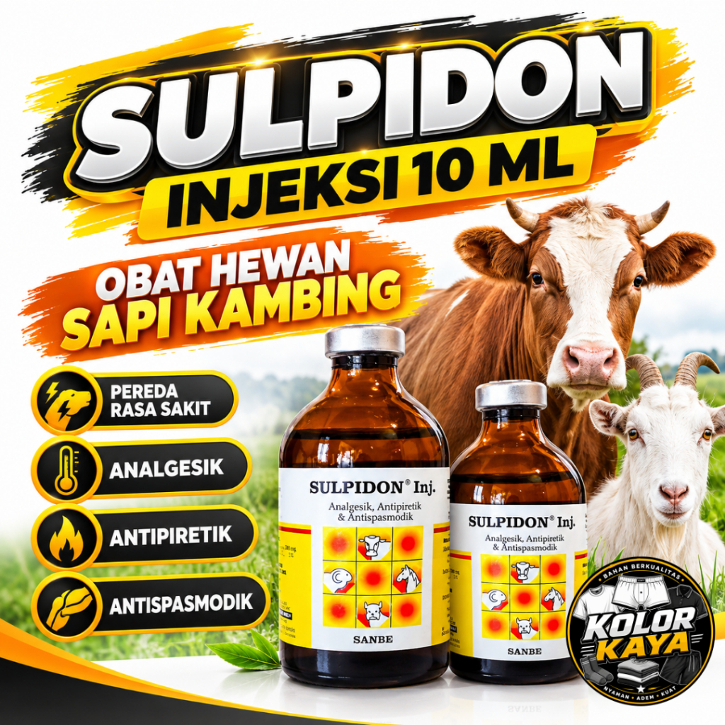 SEDIA SULPIDON INJEKSI 10 ML OBAT HEWAN SAPI KAMBING PEREDA RASA SAKIT ANALGESIK ANTIPIRETIK ANTISPA