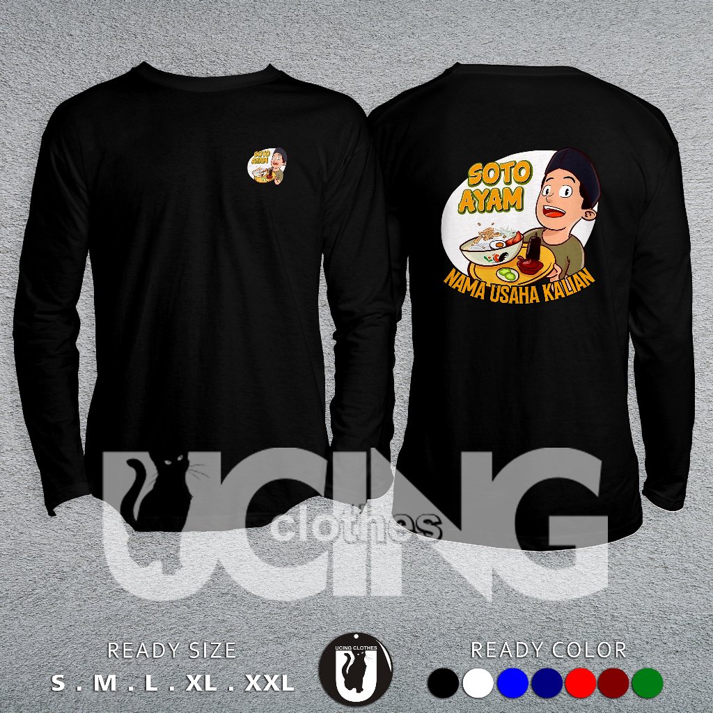 Kaos Baju Makanan Soto Ayam Gratis Nama Usaha Kalian Lengan Panjang Baju Distro