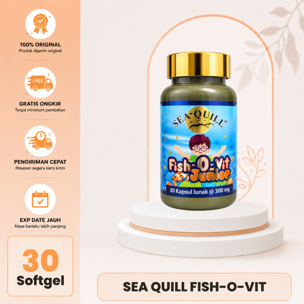 Sea Quill Fish-O-Vit Junior 30 Kapsul Dukung Tumbuh Kembang Anak Omega-3 Vitamin A D