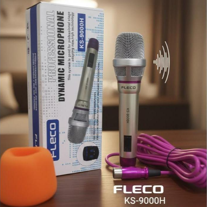 Mik Professional Mikrofon Karaoke Mic Kabel Fleco KS-9000H Hypercardioid Panjang Kabel 5 Meter Termu
