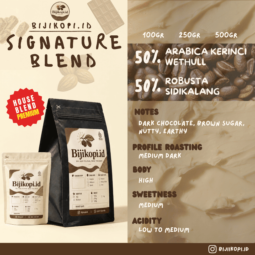 Bijikopi.id - House Blend | Bijikopi Signature Blend | Premium House Blend | Kopi House Blend | 50% 