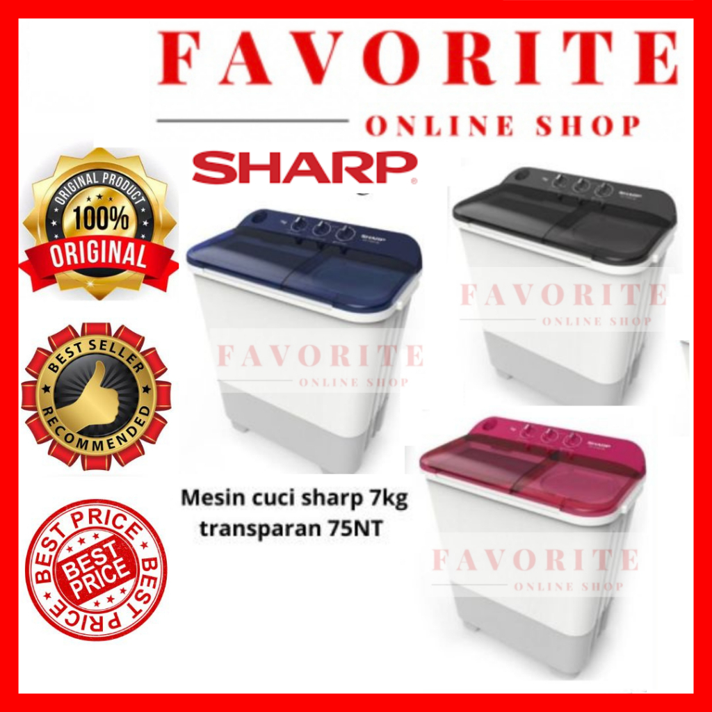 MESIN CUCI SHARP 75NT MESIN CUCI SHARP 2 TABUNG EST 75 NT