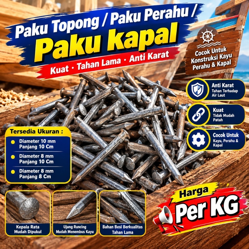 (1 KG) Paku Topong Paku Perahu Paku Kapal