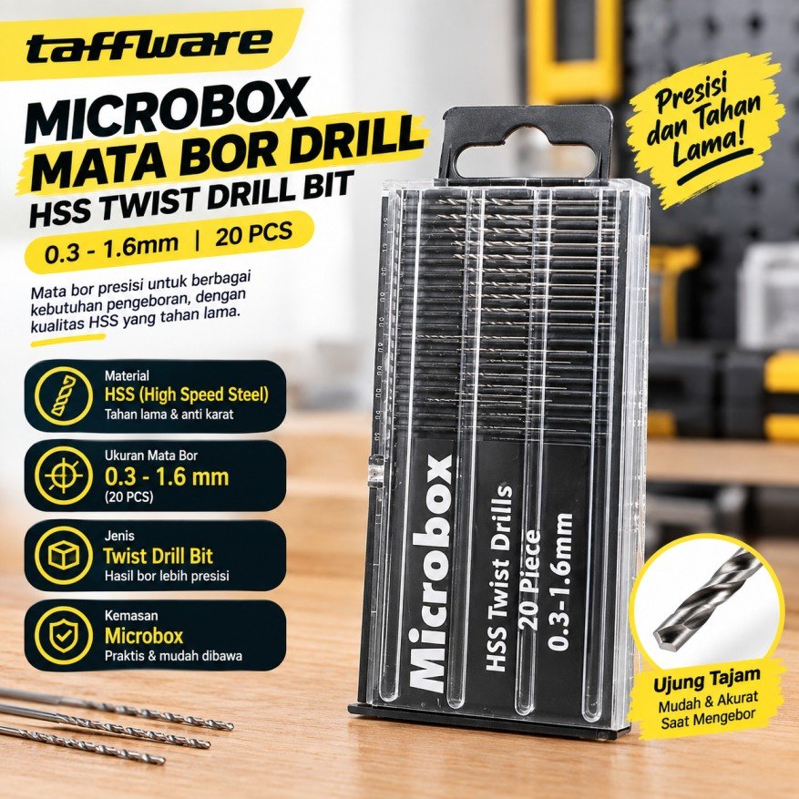 Mata Bor Mini Micro Bor PCB HSS Twist  Microbox Drill Bits 20 PCS