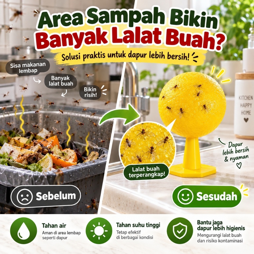 Perangkap Lalat Buah Bola Feromon, Lem Perekat Serangga Ekstra Kuat, Yellow Sticky Trap Hama Tanaman