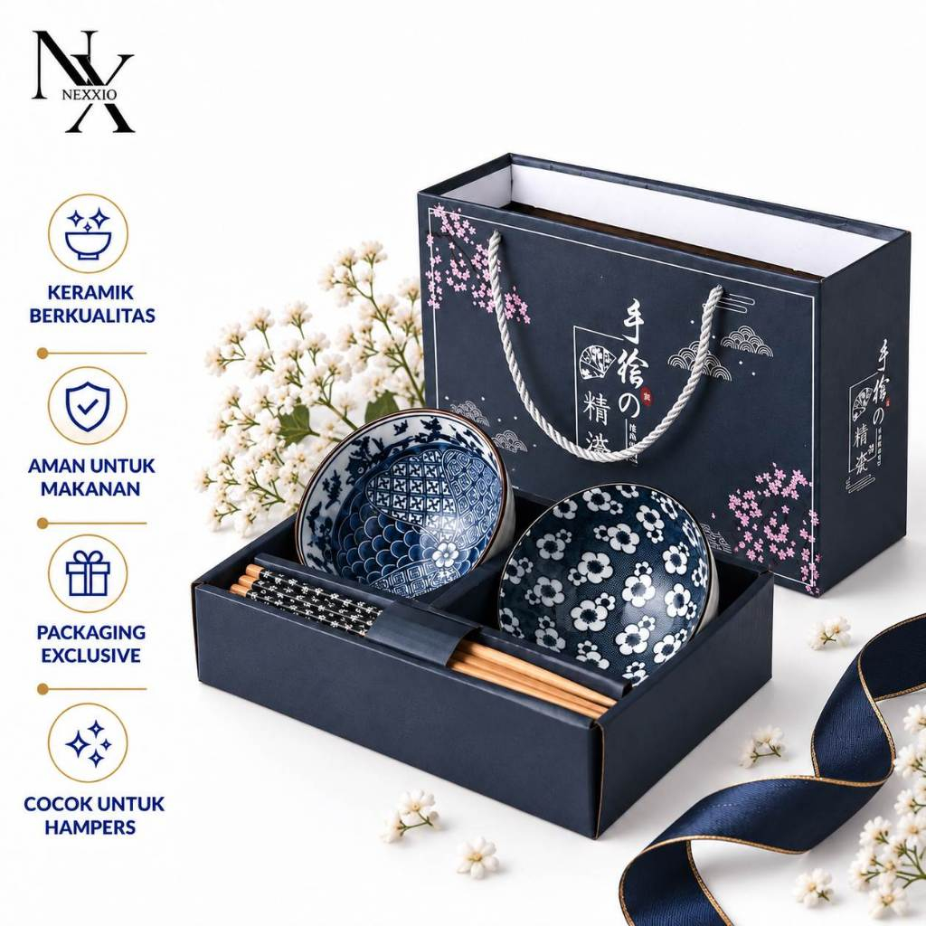Nexxio Hampers GIFT Box Mangkok Set Premium Peralatan Makan / Hampers Mangkuk Keramik Kotak Hadiah /