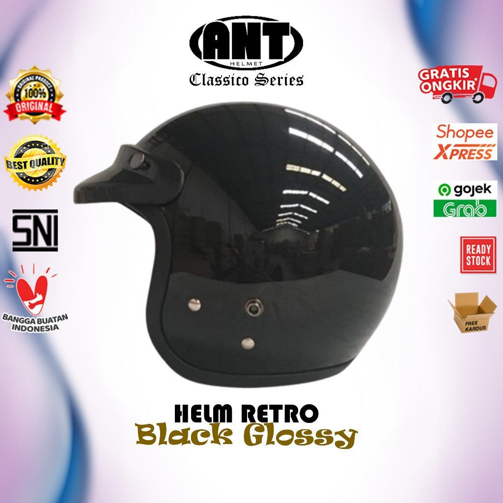 Helm Bogo Retro ANT Classico Black (Helm Only)