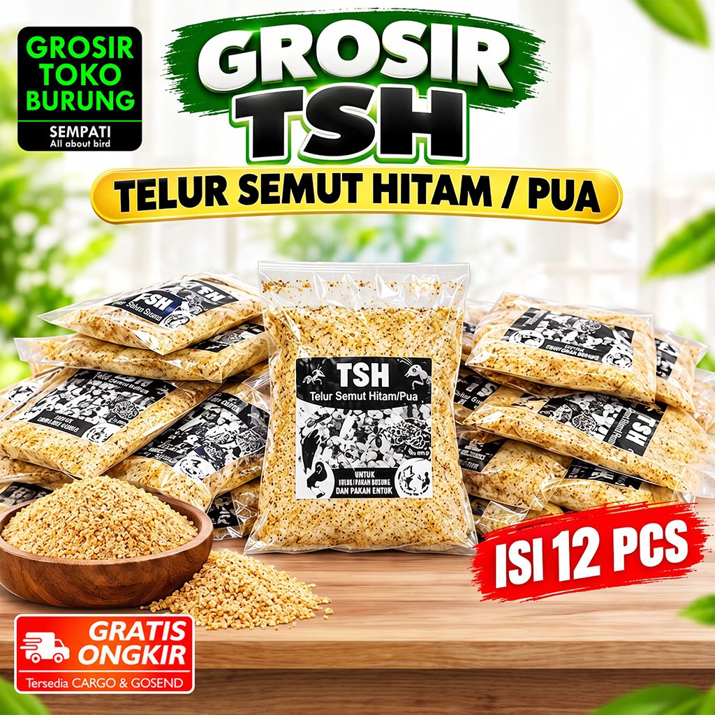 SEMPATI GROSIR TSH TELUR SEMUT HITAM ISI 12 PCS Pakan Burung Pua Poa Kroto Serbuk Bubuk Makanan Mura