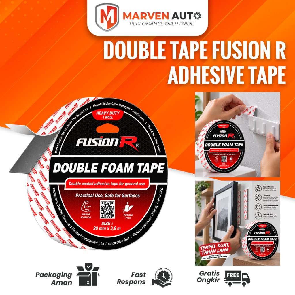 Makassar - Fusion R Double Tape PE Foam 1mm – Solasi Busa 2 Sisi 20mm x 3,6M