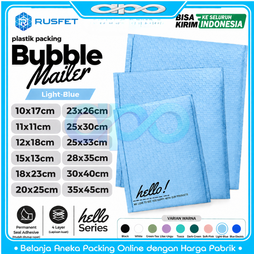 Amplop Bubble Mailer Light Blue Polos Harga Ecer Termurah Satuan Hello Series / Envelope Security Ba