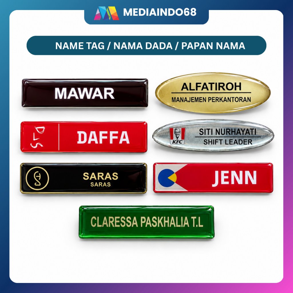 Name Tag /Nama Dada -Custom Satuan Akrilik/Kuningan/Stainless