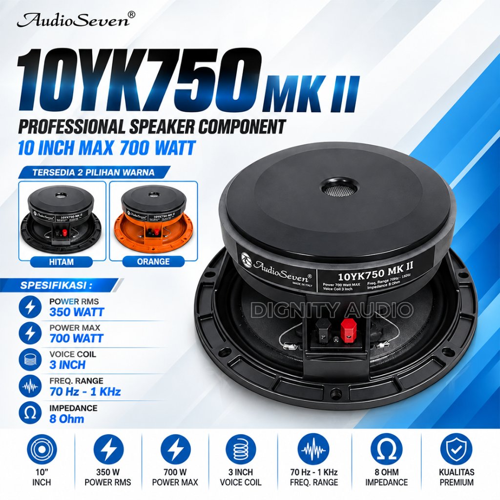 AUDIO SEVEN 10YK750 | 10/750YK | 10 YK 750 Orange Komponen Speaker 10 Inch Original