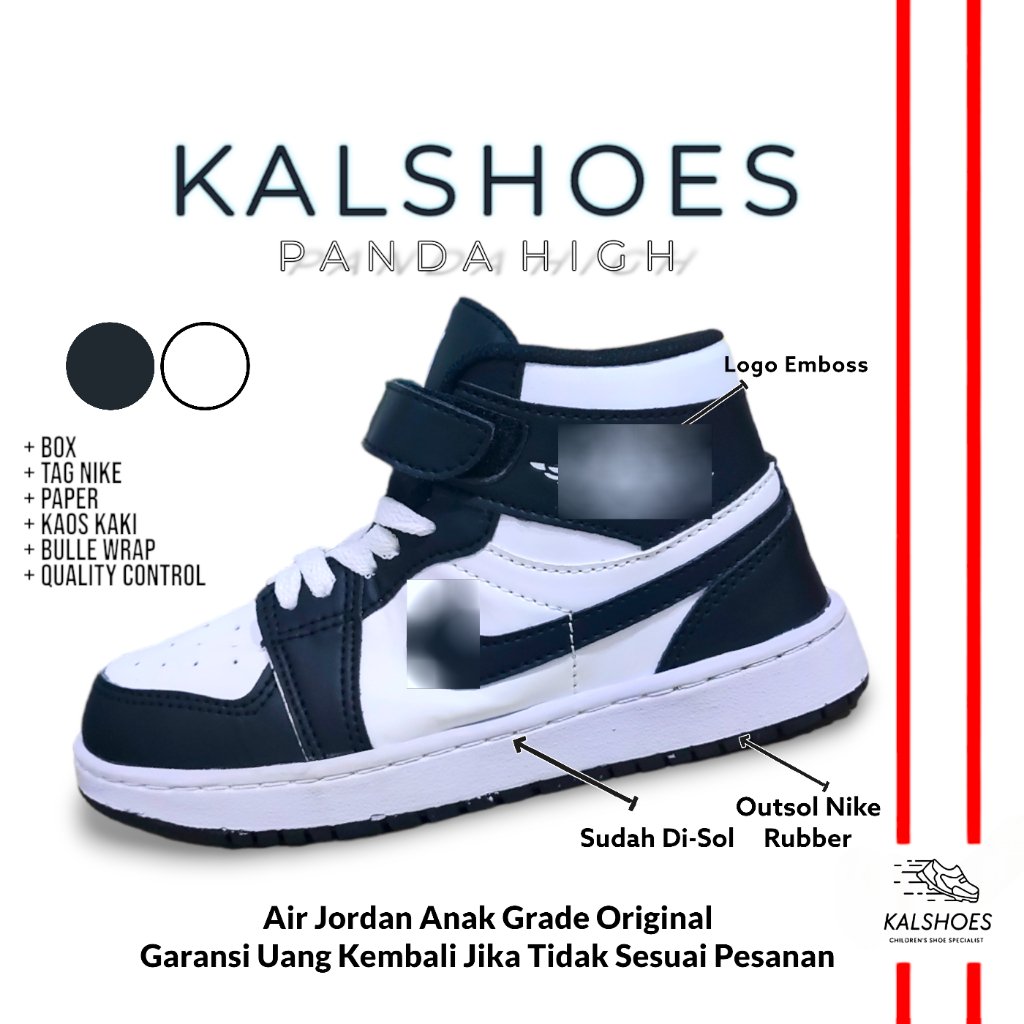 Sepatu Sneakers Anak Laki Laki Dan Perempuan Cowok Cewek Jordan Panda Grade Original Premium Quality