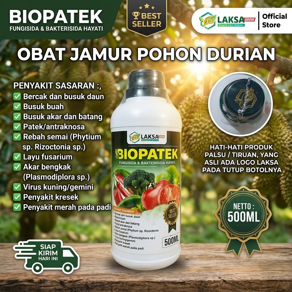 Obat Jamur Pohon Durian Biopatek Fungisida Bakterisida Busuk Batang Kanker Belah Kulit Busuk Akar Da
