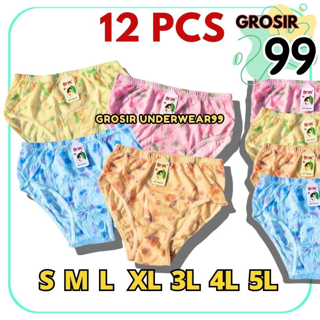 TEERLARIS PAKET12 PCS CD WANITA ORIN | CELANA DALAM WANITA  ORIN ANAK - DEWASA SIZE S - 5L  GROSIR99