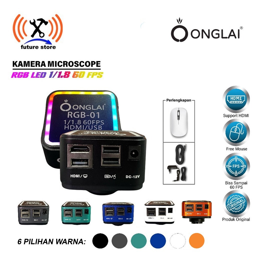 ONGLAI RGB-01 KAMERA MICROSCOPE WARNA BLACK/WHITE/GREEN/BLUE/GREY 1/1.8 60FPS ORIGINAL HDMI ORIGINAL