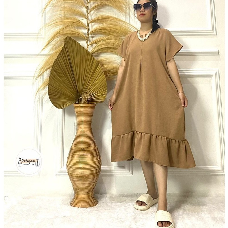 Dress Viral  Daster Kekinian Wanita Jumbo Busui Bumil Crinkle Airflow