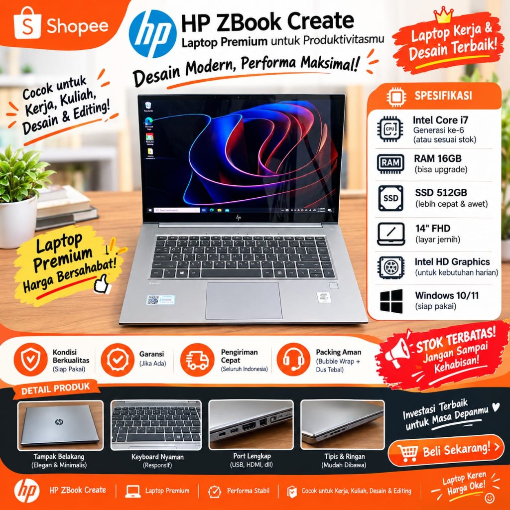 Hp Zbook Firefly 14 G7 i7 GEN 10 RAM 32GB SSD 512GB Second Mulus ORIGINAL