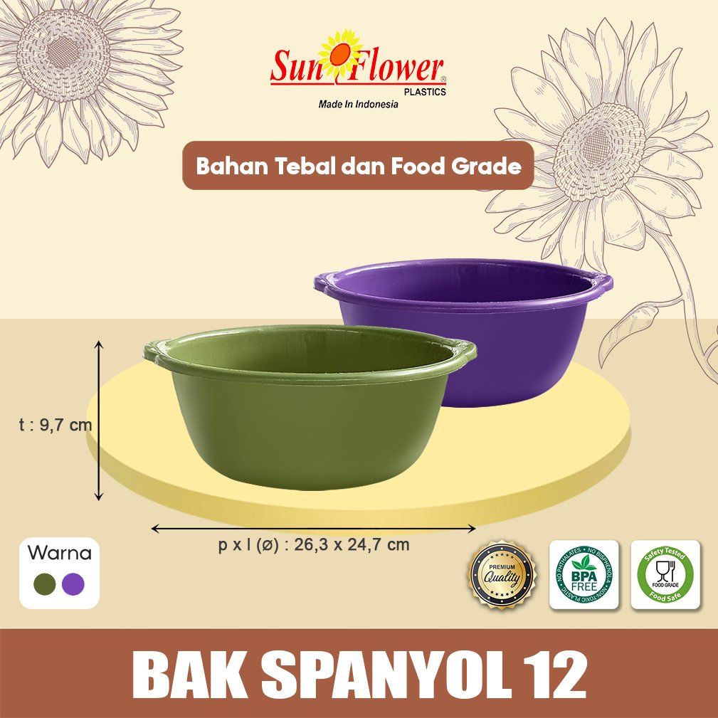 BAK SPANYOL 12/BASKOM JUMBO/ BASKOM HAJATAN/ BAK PLASTIK / BAK AIR ANTI PECAH / HIJAU