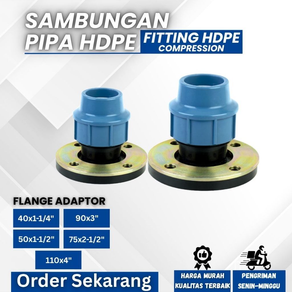 Flange Adaptor Hdpe ukuran 90 x 3" | Fitting Hdpe Compression