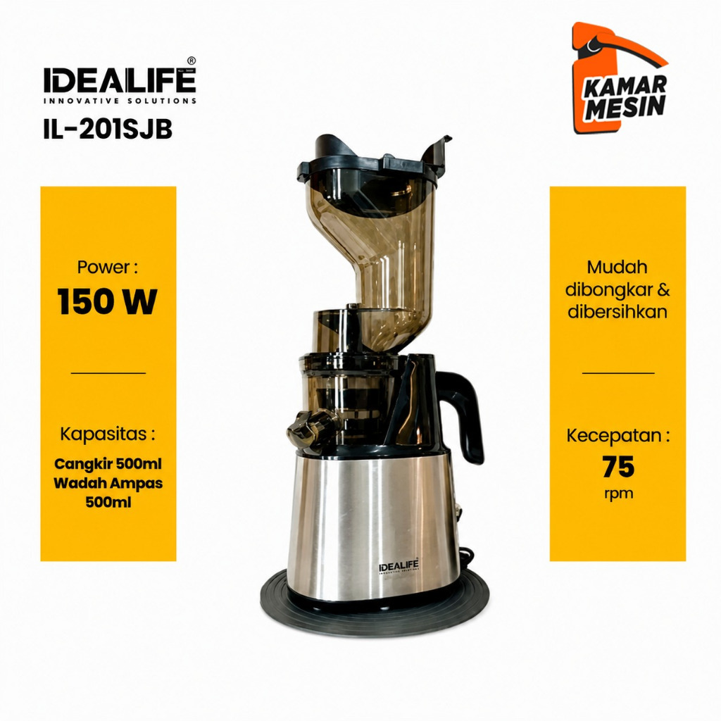 IDEALIFE Professional Electric Slow Juicer IL-201SJB IDEALIFE