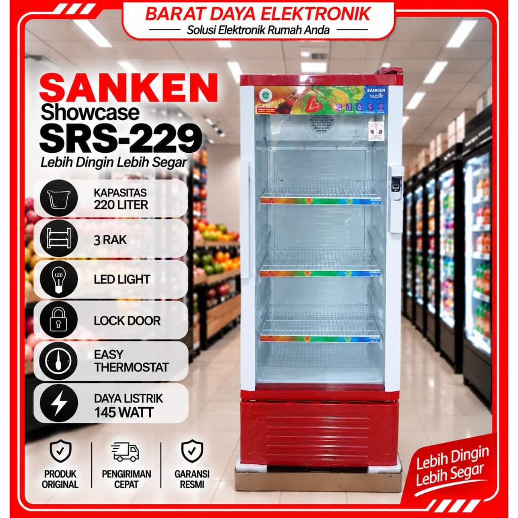 Sanken Showcase Sanken Lemari Pendingin Minuman SRS 229 Low Watt