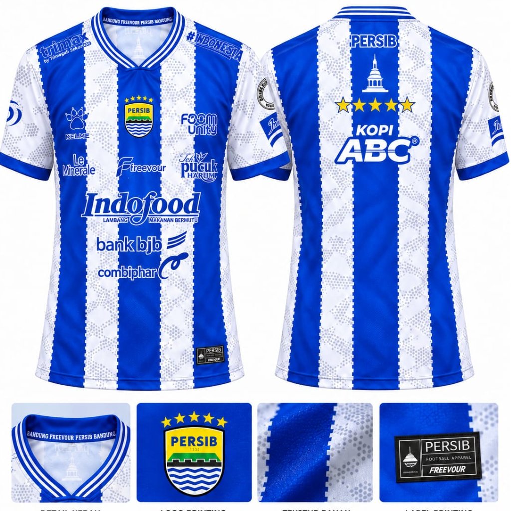 Jersey Persib Bandung Bintang 5 Dengan Logo Patch Timbul Full Printing Premium Terbaru