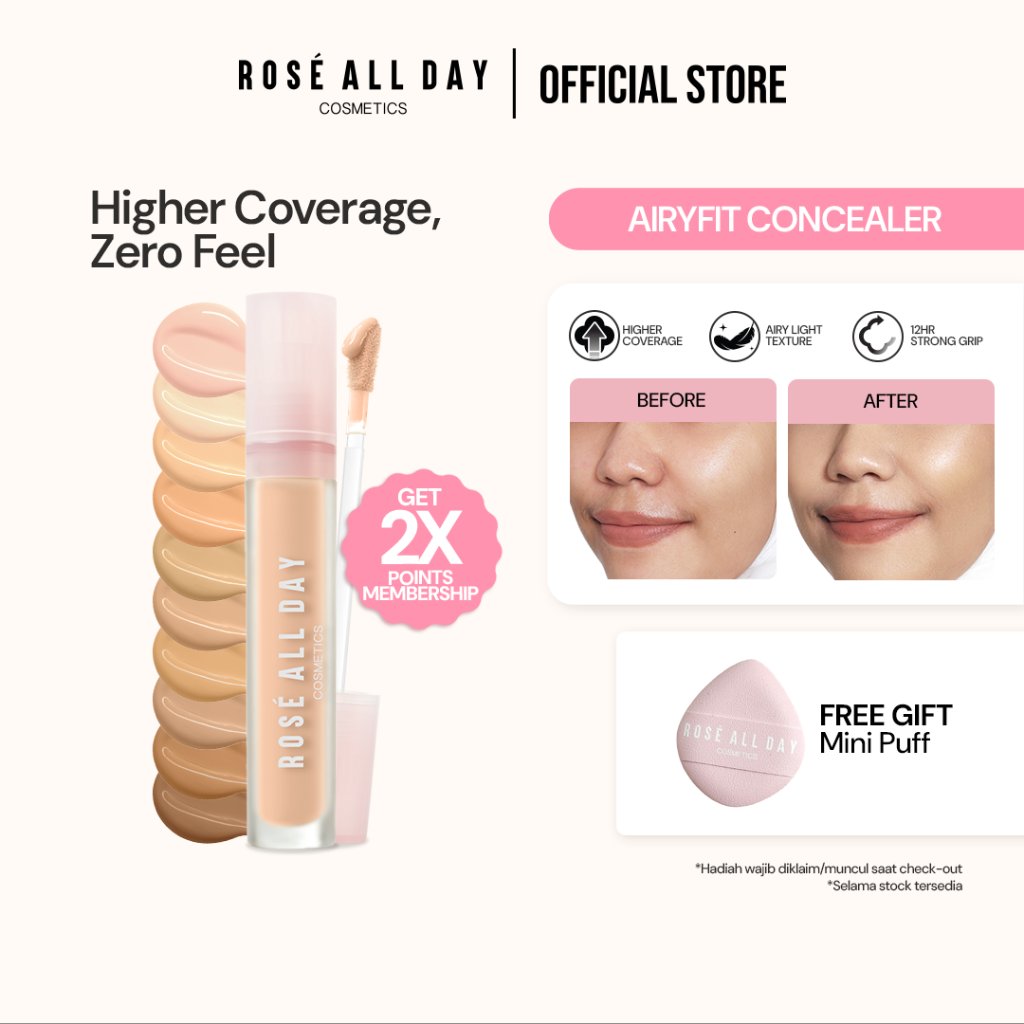 [NEW FORMULA] Rose All Day - The Realest AiryFit Concealer | Medium-to-High Coverage, Bertekstur Rin