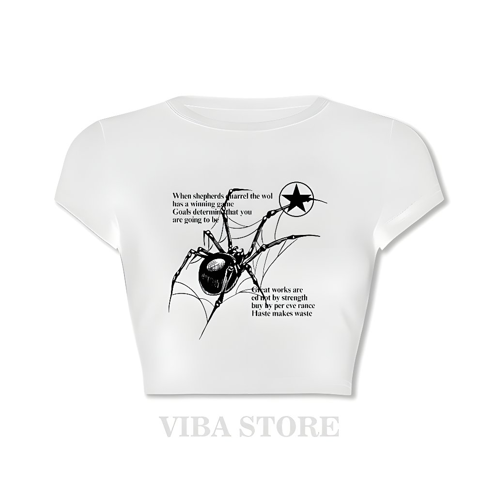 Baby Tee Spider Shepherds Quarrel Y2k Style Crop Tee / Y2k Stuff