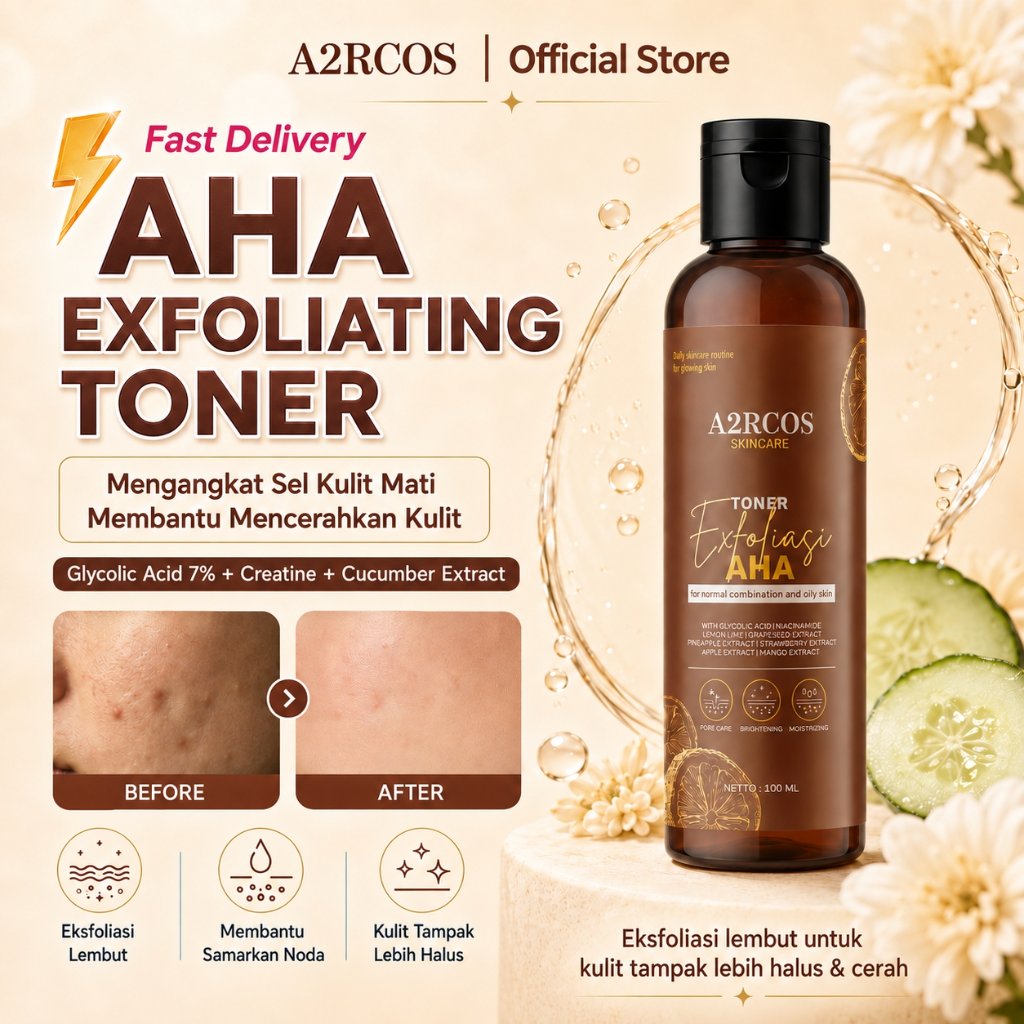A2RCOS Exfoliating Toner Aha Lemon Kelupas 100ml Wajah Pencerah