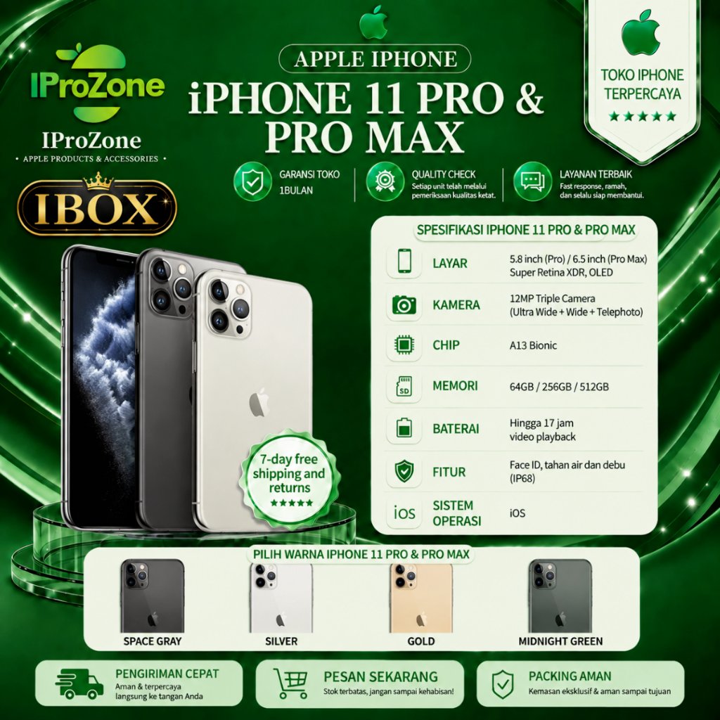 Original iPhone iBOX 11Pro&ProMax 64GB 256GB Second Bekas Original 99% Mulus Full Function Garansi T