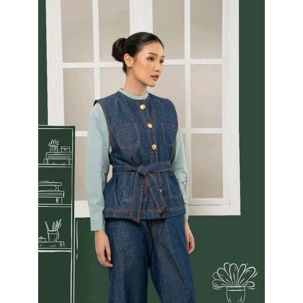 Via denim vest navy - AlezaLabel | vest wanita | alezabintaro | alezalabel
