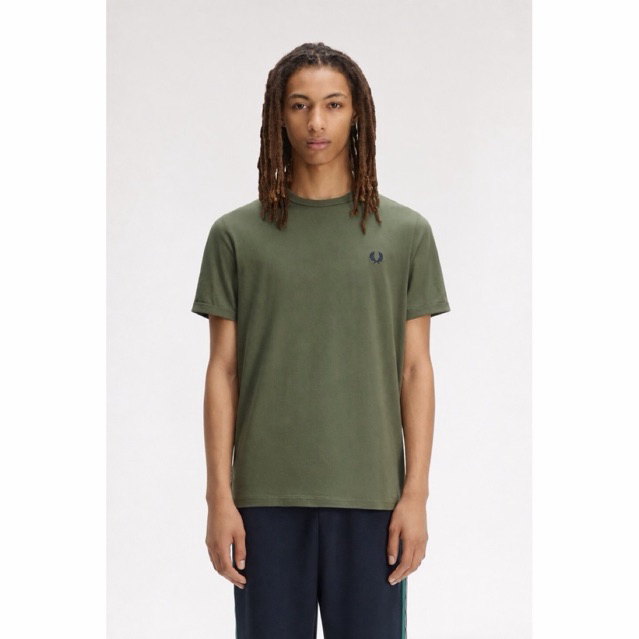 Fred Perry M3519 65C Ringer Tshirt In Laureal Wreath Green / Black