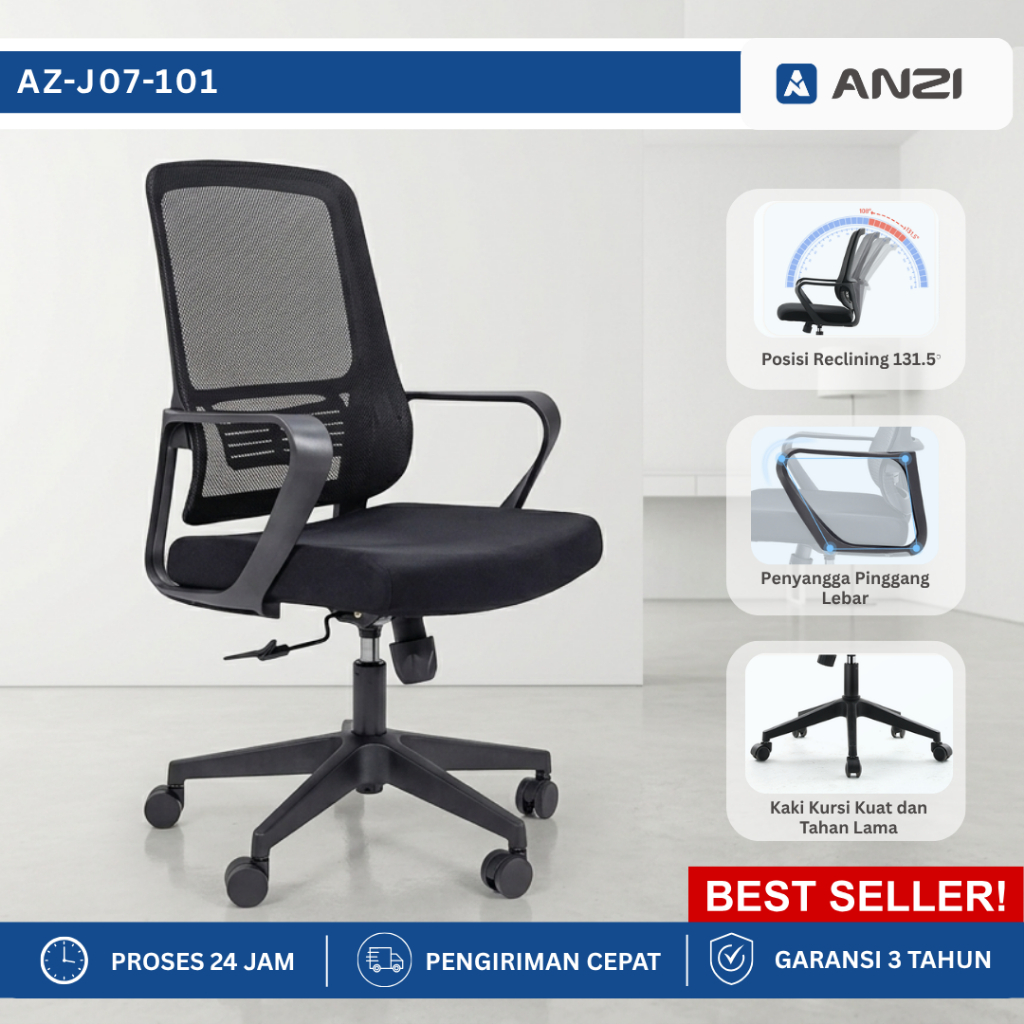 ANZI J07 Kursi Kerja Ergonomis Kursi Kantor Kursi Staff