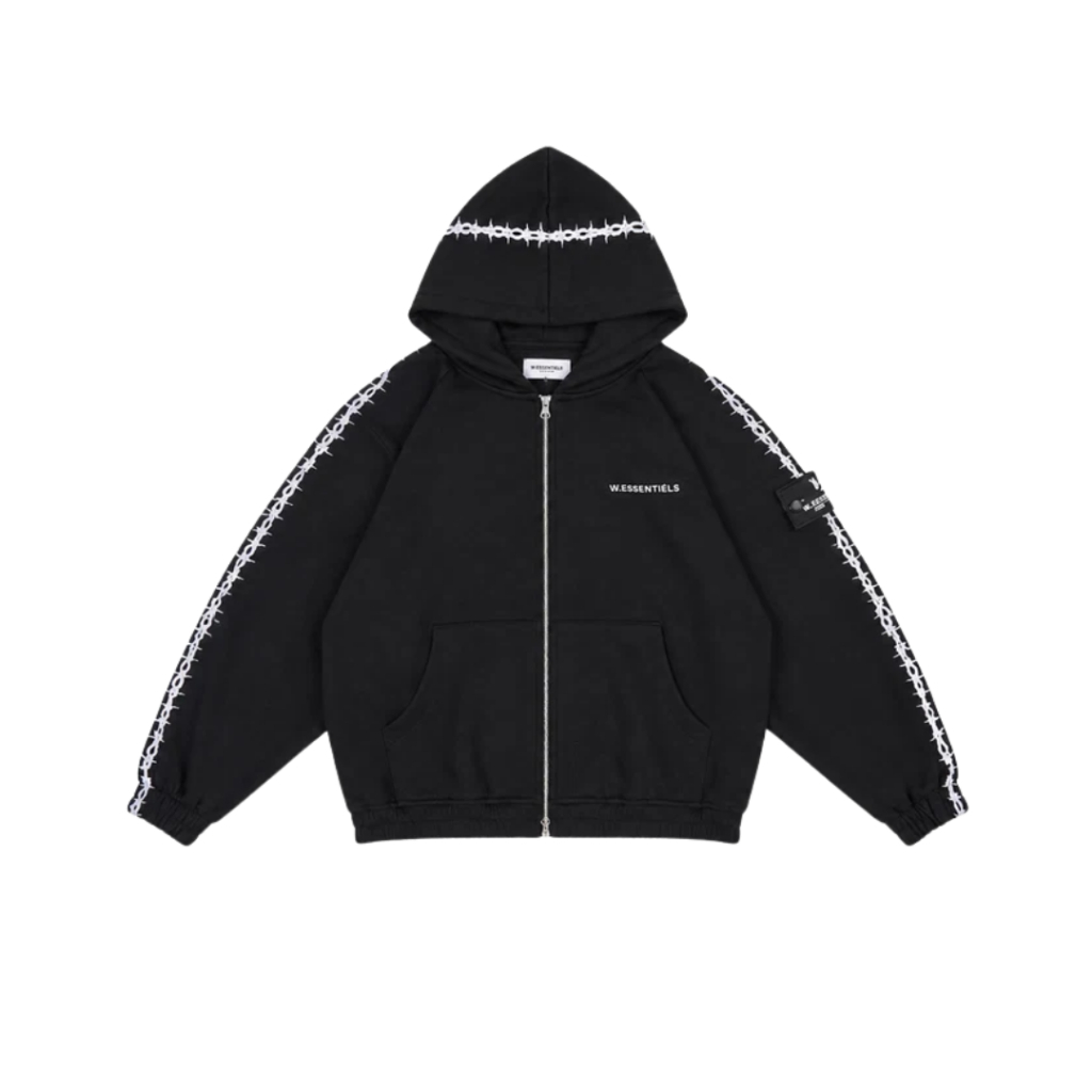 W Essentiels Hoodie Zip Gregoire W / Applique Noir Black - 100% ORIGINAL