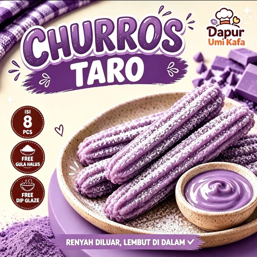 CHURROS FROZEN RASA TARO TINGGAL GORENG ISI 8 PCS