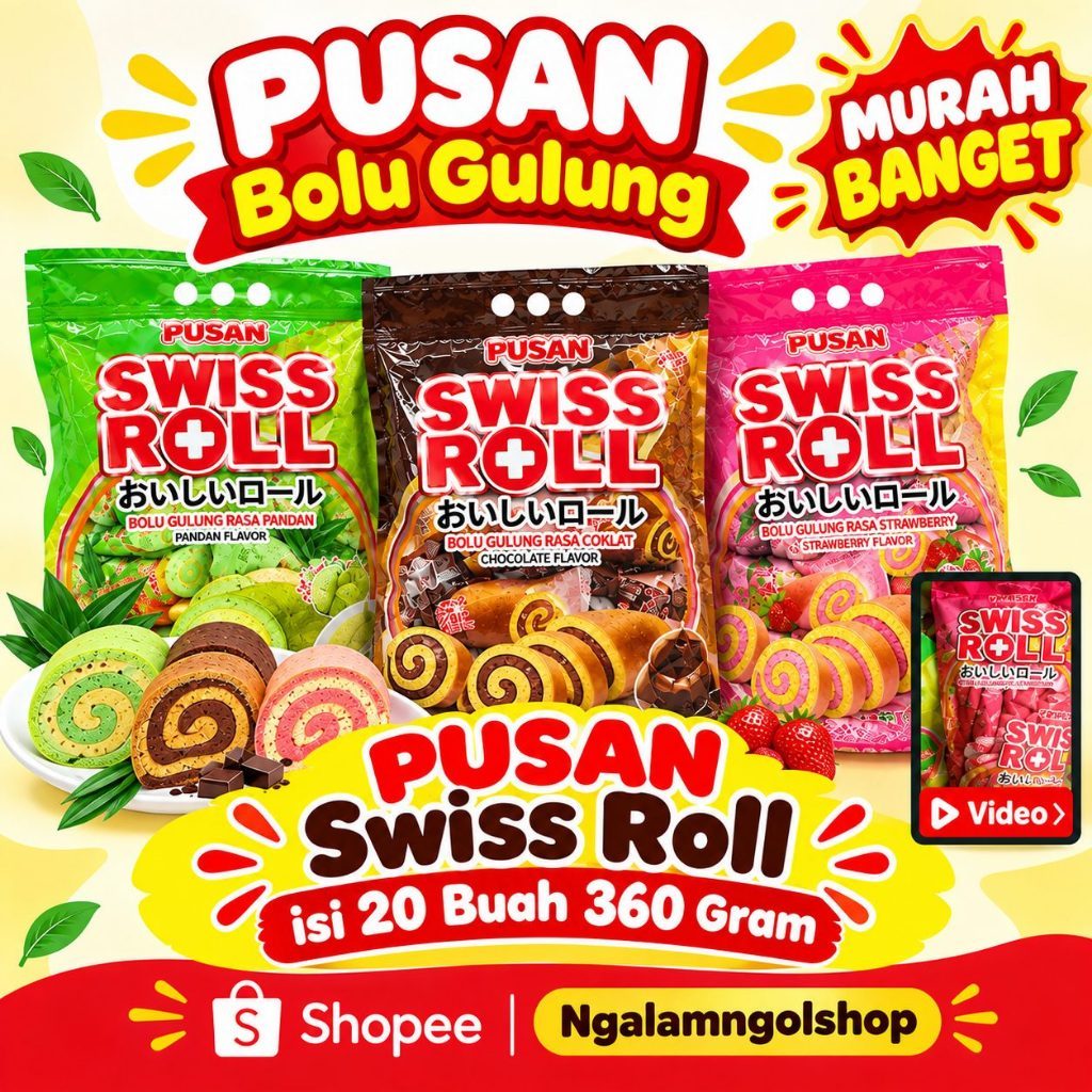 Pusan Swiss Roll Bolu Gulung isi krim 20 Pcs