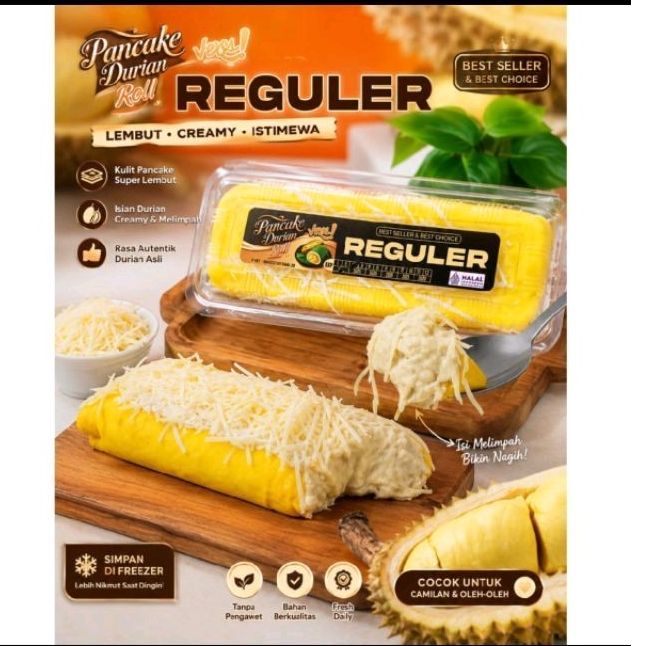 pancake roll durian regular, pancake mix, pancake roll mini, ice/es mochi daging durian isi 2 viral 