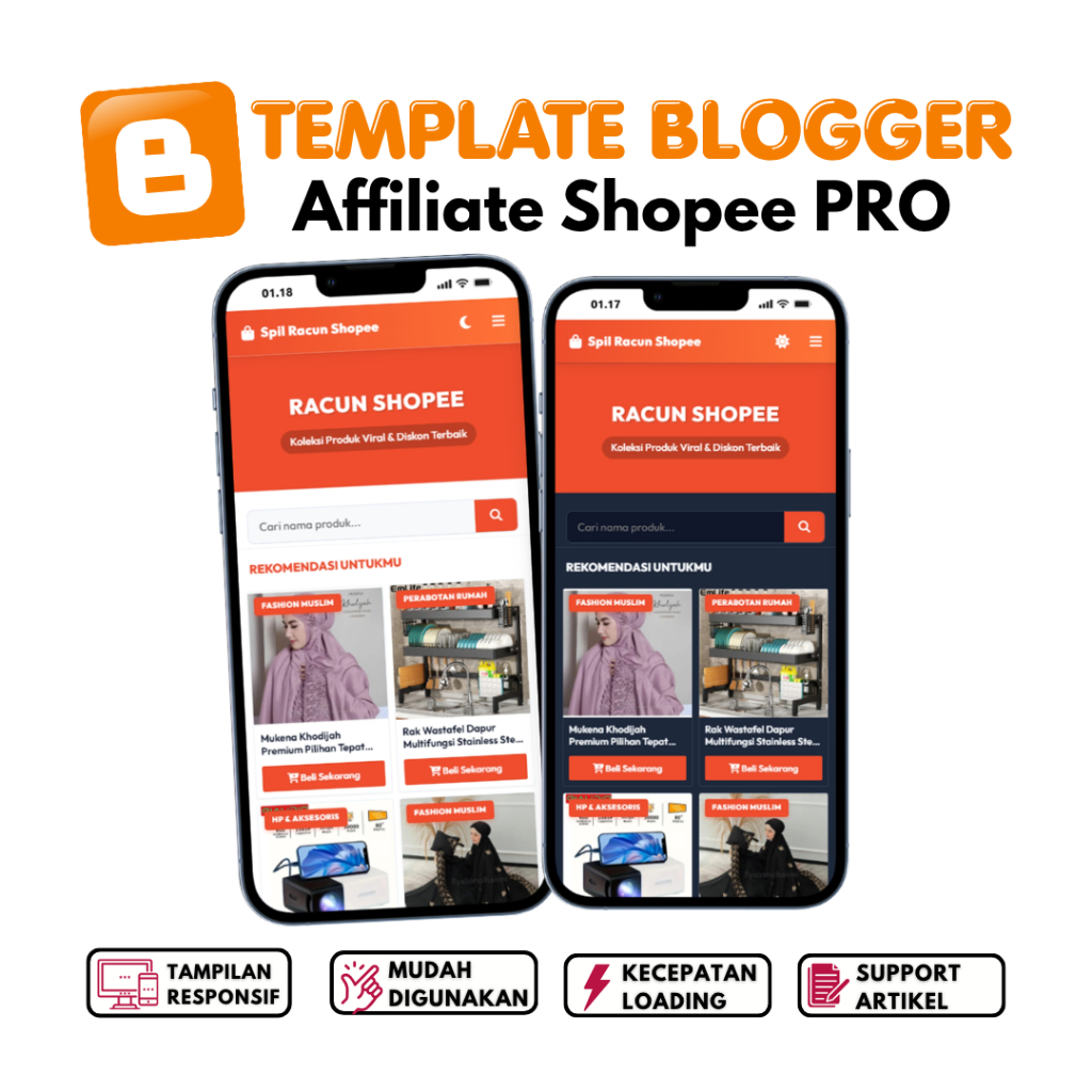 Template Blogspot Affiliate Shopee PRO Mudah Digunakan Lengkap Dengan Panduan & Update