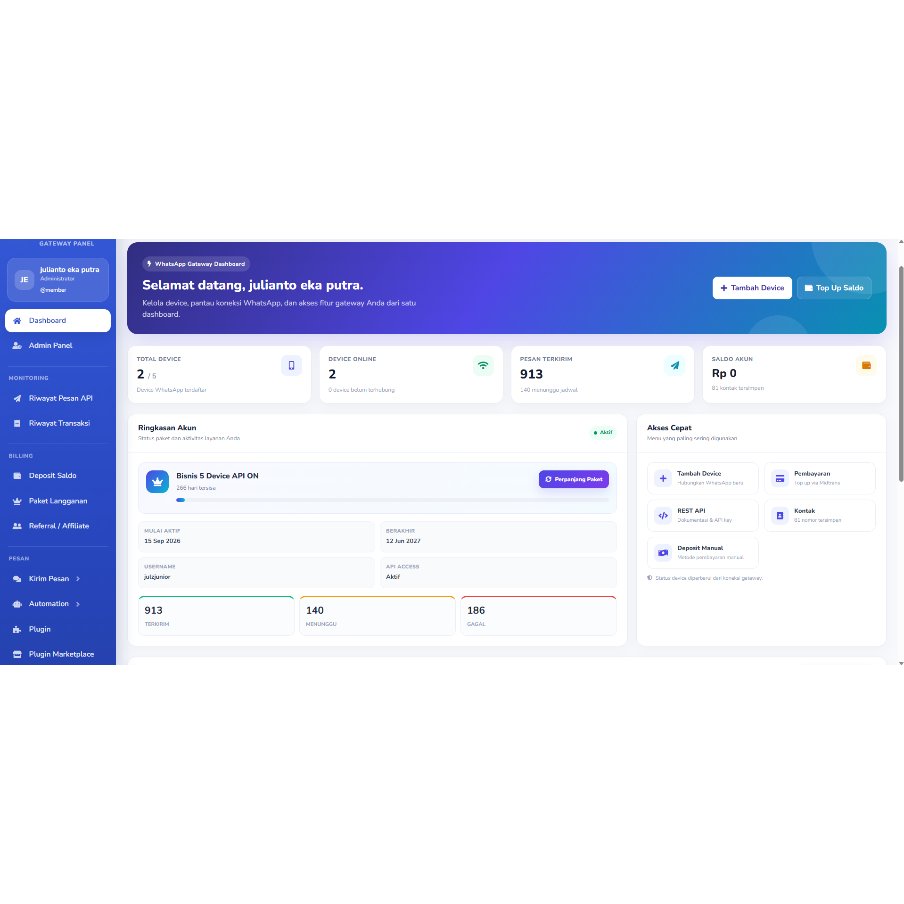 BARU LIFETIME  Source Code AI WhatsApp API Gateway – PLUGIN + Multi Device + AI Customer Service, Br
