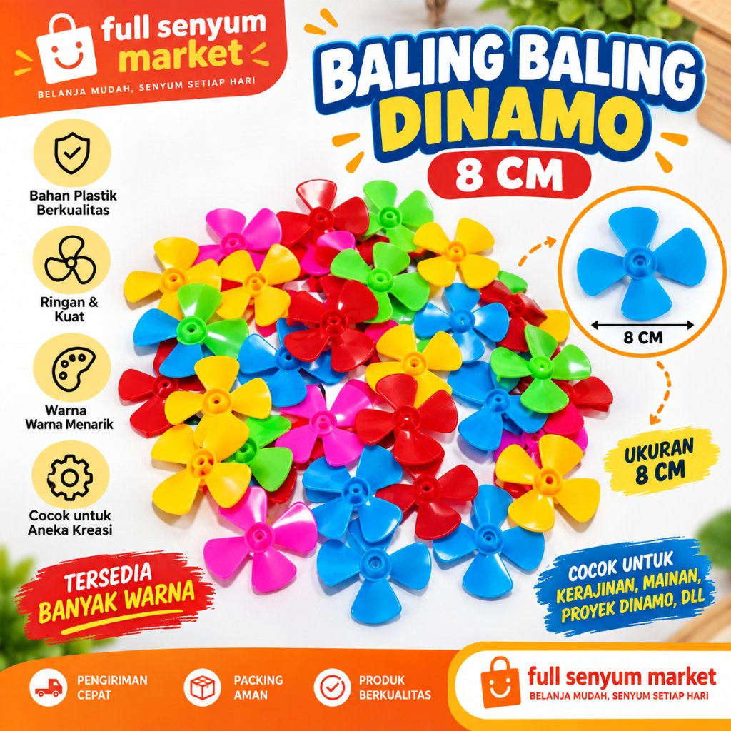 PROMO KIPAS BALING-BALING MINI UNTUK DINAMO LAMPU LAYANGAN DIAMETER 8 CM WARNA RANDOM