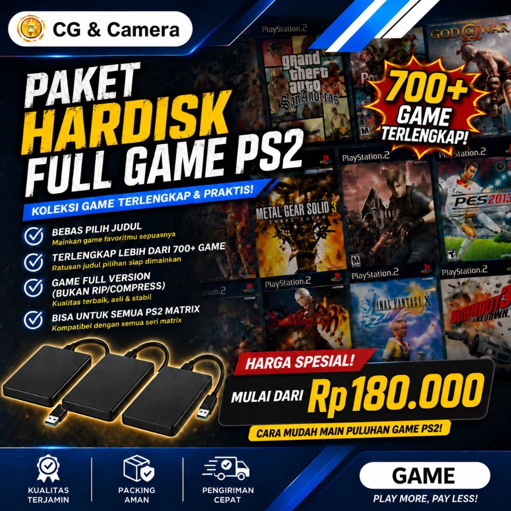 Paket Game PS2 Hardisk / HDD Drive Full Game PS2 Matrix Siap Pakai