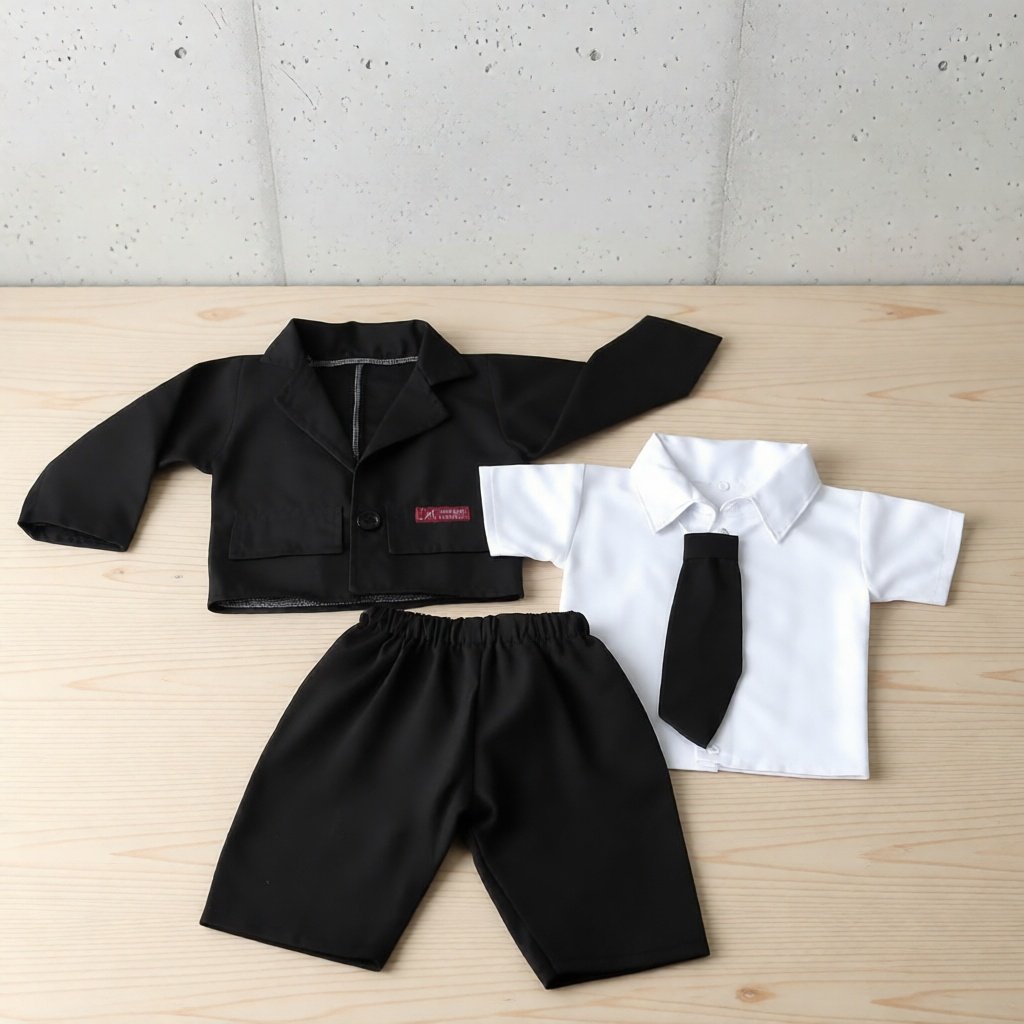 Kostum Properti Foto New Born - Setelan Jas Hitam Baby Bos - Pengusaha - Tuxedo Bayi