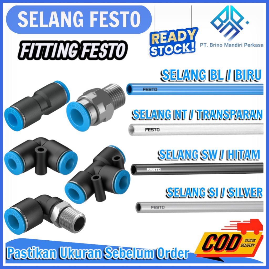 SELANG FESTO 6 mm / PUN-6 FESTO Hose PU FESTO Selang Polyurethane Plastic tubing 197384 PUN-H-6X1