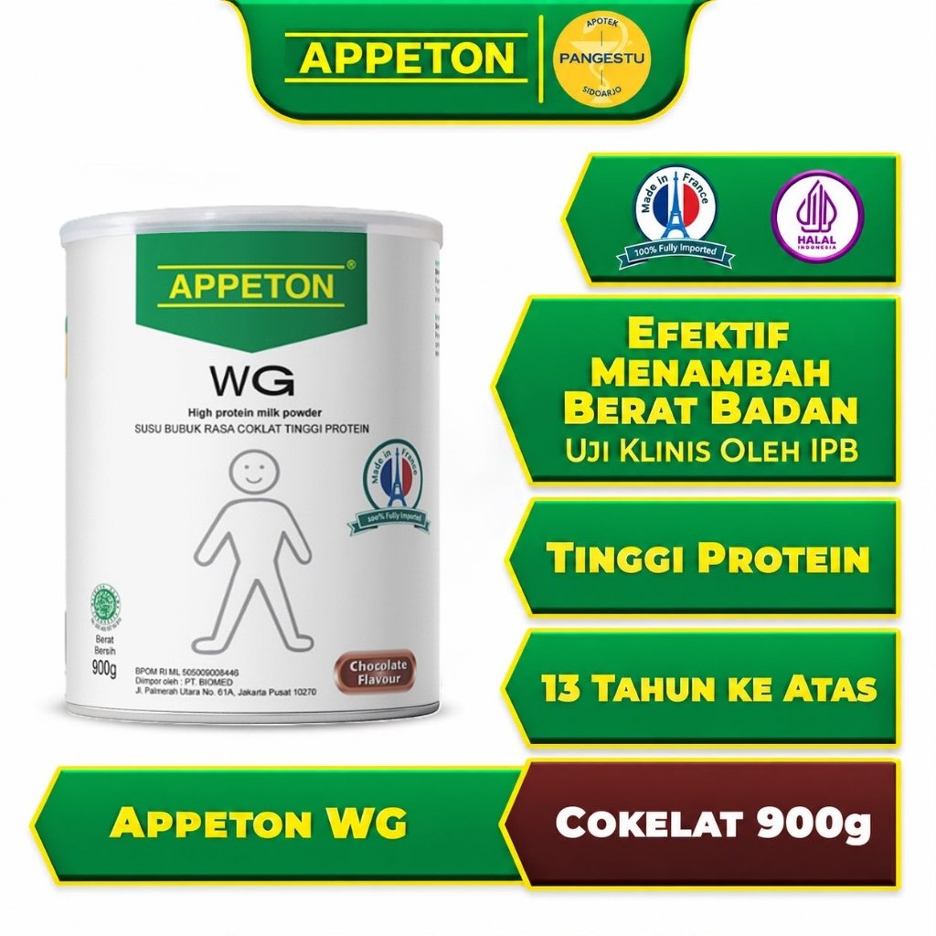 Appeton Weight Gain Adult 1 Kaleng 900 gr / Rasa Cokelat / Apeton WG Berat Badan Dewasa Chocolate