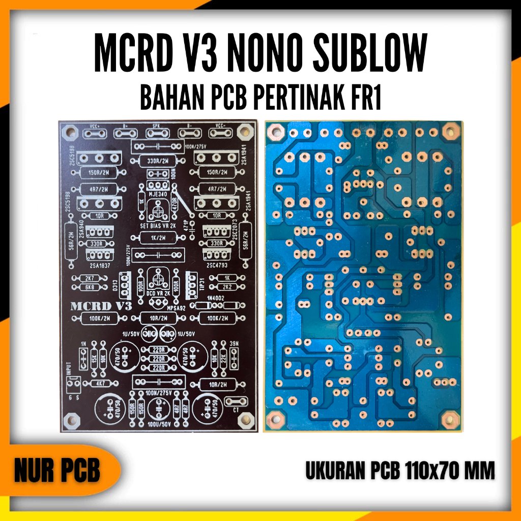 PCB Driver Power Amplifier MCRD V3 Sublow 45-90VAC 4-8 Ohm 11x7cm PA-034